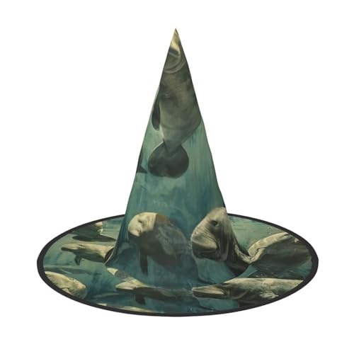 MUFLVDX Seekuh Tierdruck Halloween Hexenhut Erwachsene Halloween Hut Kostüme Hexen Hüte Dekor Party von MUFLVDX