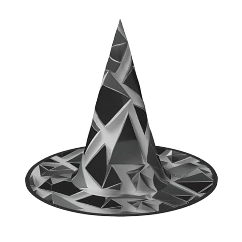 MUFLVDX Silberner geometrischer Figuren-Druck, Halloween-Hexenhut, Erwachsene, Halloweenhut, Kostüme, Hexenhüte, Dekoration, Party von MUFLVDX