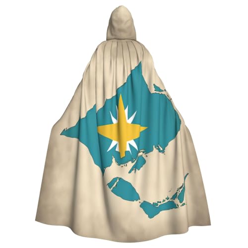 MUFLVDX Umhang mit Kapuze, Motiv: Bahamas-Flagge, Karte mit Inseln, Uni, Halloween, cooles Cosplay, Hexenkostüm, Erwachsenenumhang, Party-Umhang von MUFLVDX