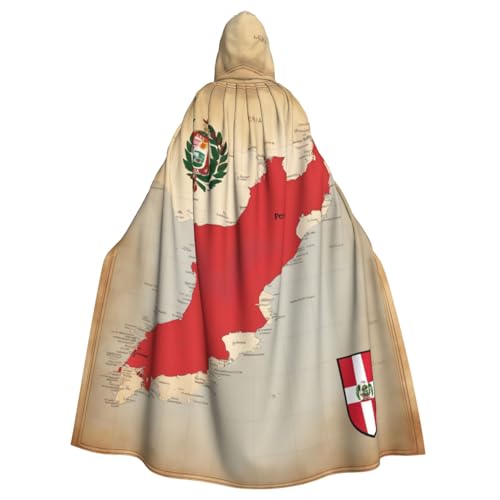 MUFLVDX Umhang mit Peru-Flagge, Uni, mit Kapuze, für Halloween, cooles Cosplay, Hexenkostüm, Erwachsene, Umhang, Party-Umhang MUFLVDX Umhang mit Peru-Flagge, Uni, mit Kapuze, für Halloween, cooles Cosplay, Hexenkostüm, Erwachsene, Umhang, Party-Umhang von MUFLVDX
