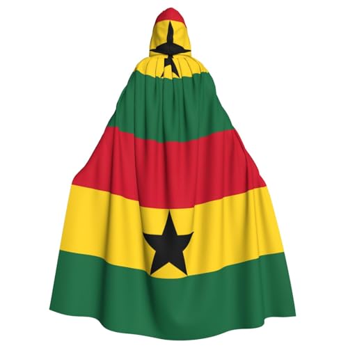 MUFLVDX Uni Kapuzenmantel mit Flagge von Ghana, Halloween, cooles Cosplay, Hexenkostüm, Erwachsenenumhang, Party-Umhang MUFLVDX Uni Kapuzenmantel mit Flagge von Ghana, Halloween, cooles Cosplay, Hexenkostüm, Erwachsenenumhang, Party-Umhang von MUFLVDX