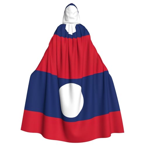 MUFLVDX Uni Kapuzenmantel mit Flagge von Laos, Halloween, cooles Cosplay, Hexenkostüm, Erwachsenenumhang, Party-Umhang von MUFLVDX