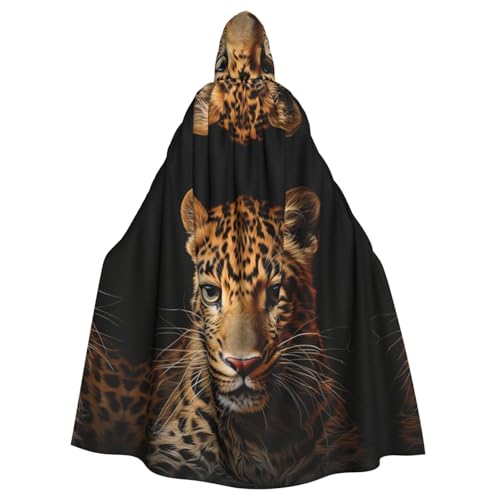 MUFLVDX Uni-Kapuzenmantel mit Leopardenmuster, Halloween, cooles Hexenkostüm, Erwachsenenumhang, Party-Umhang von MUFLVDX