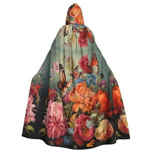 MUFLVDX Uni Kapuzenumhang mit Blumen und Schmetterling, Halloween, cooles Hexenkostüm, Erwachsenenumhang, Party-Umhang MUFLVDX Uni Kapuzenumhang mit Blumen und Schmetterling, Halloween, cooles Hexenkostüm, Erwachsenenumhang, Party-Umhang von MUFLVDX