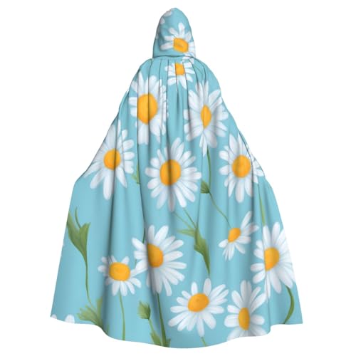 MUFLVDX Weißes Gänseblümchen auf hellblauem Hintergrund, Uni, Kapuzenmantel, Umhang, Halloween, cooles Cosplay, Hexenkostüm, Erwachsenenumhang, Party-Umhang MUFLVDX Weißes Gänseblümchen auf hellblauem Hintergrund, Uni, Kapuzenmantel, Umhang, Halloween, cooles Cosplay, Hexenkostüm, Erwachsenenumhang, Party-Umhang von MUFLVDX