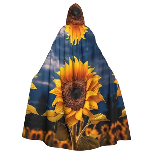 MUFLVDX Wunderschöner Sonnenblumen-Umhang mit Kapuze, Uni, Halloween, cooles Cosplay, Hexenkostüm, Erwachsenen-Umhang, Party-Umhang von MUFLVDX