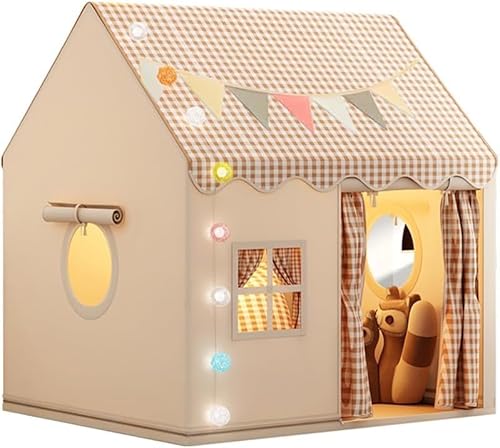 Kinder Spielhaus Indoor,Kinder Bettzelt,Spielzelt für Drinnen,Prinzessin Zelt mit Fenstern, Kinderspielhaus, Kuschelecke Kinderzimmer Dekor(Neutralen Farben) von MUHMUH
