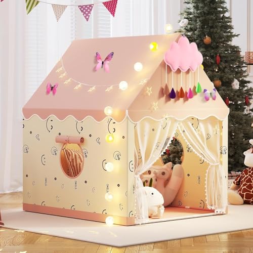 Kinder Spielzelte für Kleinkinder, Spielzelte für drinnen - Prinzessinnenzelt für Mädchen, Spielhaus Geschenk lächelndes Gesicht(Rosa) von MUHMUH