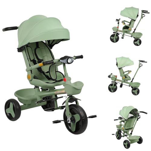 Dreirad für Babys, multifunktionaler Kinderwagen für Babys, wendbarer Sitz, verstellbare Sonnenblende, Trike Babe mit Licht und Musik, 81 x 49 x 95 cm (grün) von MUL-BOUTIQUE