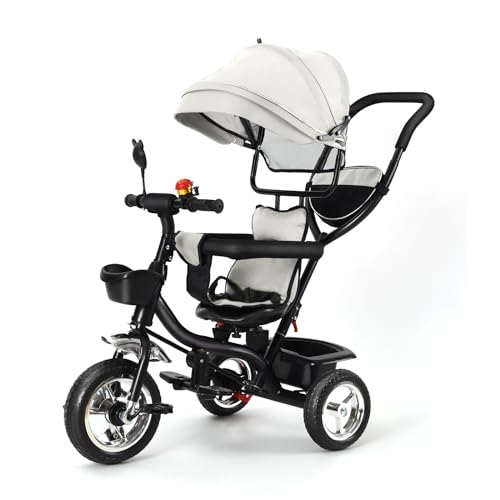 MUL-BOUTIQUE Dreirad für Babys, skalierbares Babyfahrrad, sicher und bequem, Balance-Fahrrad für Babys mit Klingel und Spiegel, mit Baldachin, 106 x 75 x 46 cm, Hellgrau MUL-BOUTIQUE Dreirad für Babys, skalierbares Babyfahrrad, sicher und bequem, Balance-Fahrrad für Babys mit Klingel und Spiegel, mit Baldachin, 106 x 75 x 46 cm, Hellgrau von MUL-BOUTIQUE