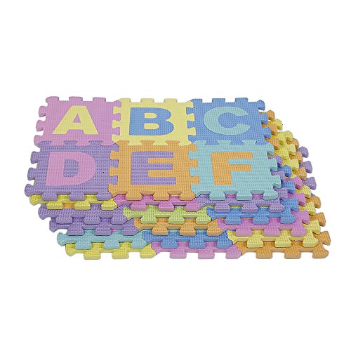 Puzzlematte, Schaumstoff, Babymatte, sehr widerstandsfähig, Alphabete & Zahlen für Kinder, Puzzlematte aus Schaumstoff, Alphabet, 36-teilig von MUL-BOUTIQUE