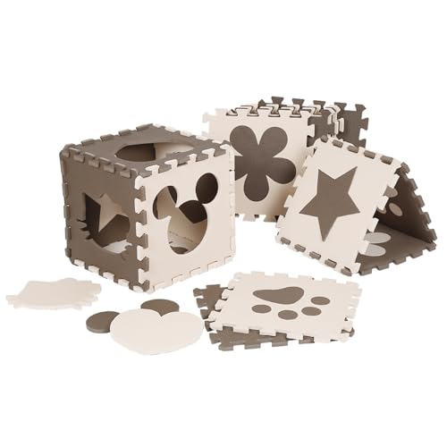 Puzzlematte aus Schaumstoff für Babys, 16-teilig, Spielzimmer für Kinder, 30 x 30 cm, Grau und Weiß, Dicke 1 cm (Braun 24 Stück) von MUL-BOUTIQUE
