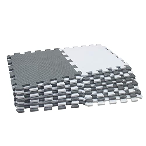 Puzzlematte aus Schaumstoff für Babys, 16-teilig, Spielzimmer für Kinder, 30 x 30 cm, Grau und Weiß, Dicke 1 cm (Grau, 18 Stück) von MUL-BOUTIQUE