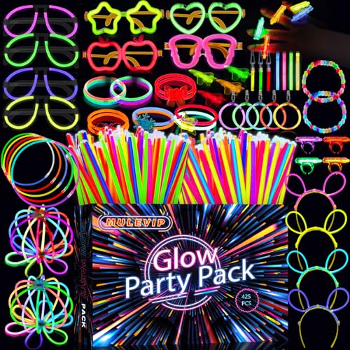 MULEVIP Knicklichter Party Set 347 Stück Glow Sticks Leuchtstäbe Knicklichter,Neon Party Leuchtarmbänder Knicklichter Hochzeit Leuchtspielzeug Glow Sticks Hochzeit für Party Deko,Knicklichter Kinder von MULEVIP