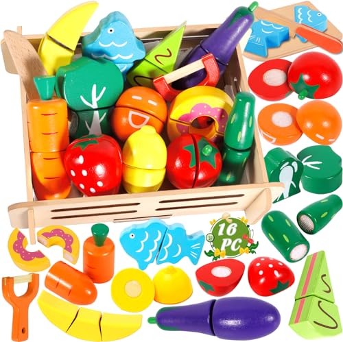 MULEVIP Spielküche Zubehör,Kinderküche Zubehör Holz,Zubehör Kinderküche Holz, Küchenspielzeug Schneiden Obst Gemüse Lebensmittel Holz,Küchenzubehör Kinder mit Klett-Verbindung,Rollenspiele Geschenk MULEVIP Spielküche Zubehör,Kinderküche Zubehör Holz,Zubehör Kinderküche Holz, Küchenspielzeug Schneiden Obst Gemüse Lebensmittel Holz,Küchenzubehör Kinder mit Klett-Verbindung,Rollenspiele Geschenk von MULEVIP