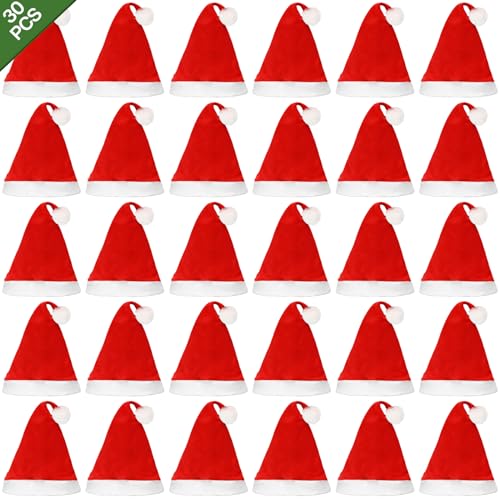 MULEVIP Weihnachtsmütze 30 Stück Weihnachtsmützen Nikolausmütze Weihnachtsmütze Set,Weihnachts Mütze,Weich und Bequem,Weihnachtsmützen Erwachsene Weihnachtsfeier,Weihnachtsmann Mütze(30 x 40cm) MULEVIP Weihnachtsmütze 30 Stück Weihnachtsmützen Nikolausmütze Weihnachtsmütze Set,Weihnachts Mütze,Weich und Bequem,Weihnachtsmützen Erwachsene Weihnachtsfeier,Weihnachtsmann Mütze(30 x 40cm) von MULEVIP