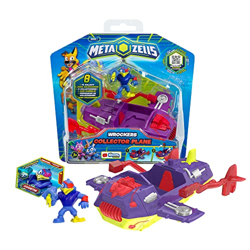 METAZELLS Sammlerstück Plane Violett + Figur Coortis S1 + 1 Karte, Fahrzeug zum Aufklappen der Arme, Spielzeug Geschenk für Jungen und Mädchen + 3 Jahre von METAZELLS Imc toys