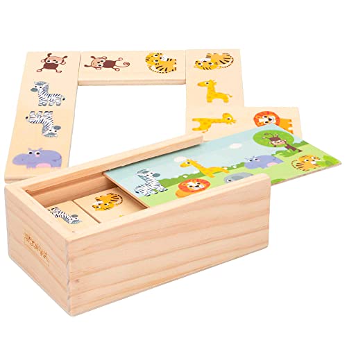 WOOMAX 46461 - Kinder Dominosteine Dschungeltiere - Lernspielzeug Kinder - Enthält 30 Teile aus natürlichem und nachhaltigem Holz - Brettspiele WOOMAX 46461 - Kinder Dominosteine Dschungeltiere - Lernspielzeug Kinder - Enthält 30 Teile aus natürlichem und nachhaltigem Holz - Brettspiele von WOOMAX