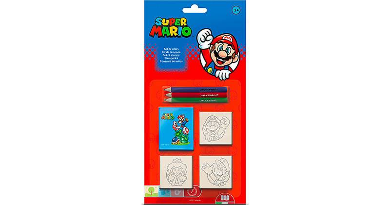 3er Stempel Set Super Mario mit bunten Stiften von MULTIPRINT