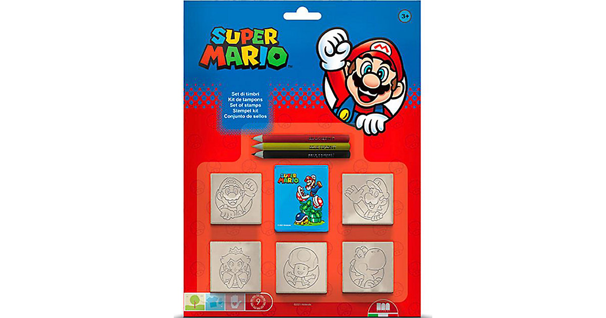 5er Stempel Set Super Mario mit bunten Stiften von MULTIPRINT
