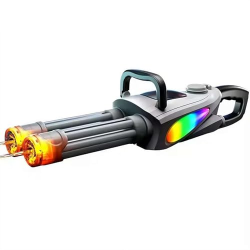 Elektrische Wasserpistole mit drehbarem Lauf, modulares Batteriesystem, LED-Maulkorblicht, Dual-Wasserausgang, kompatibel mit externer Wasserflasche, Hochleistungs-Outdoor-Spielzeug (Einzelzelle) von MUMQAQ