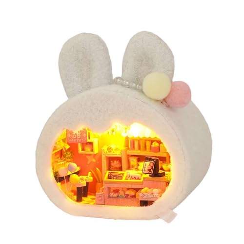 Miniatur-Puppenhaus-Set zum Selbermachen aus Holz, kleines Haus-Set mit Möbeln, tolles handgefertigtes Bastelgeschenk für Geburtstag, Valentinstag, kreatives Zimmer, Mini-Weihnachtspuppenhaus aus von MUMQAQ