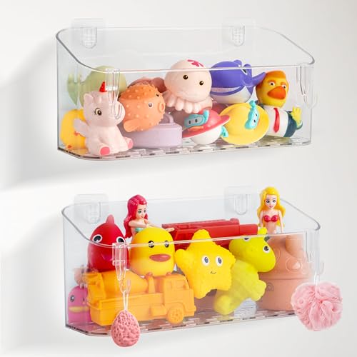 2 Stück Duschablage Ohne Bohren Badewannenspielzeug Aufbewahrung Acrylic Shower Caddy Duschregal Badezimmer Organizer mit Ablauföffnungen Badespielzeug Badregal Duschkorb Shampoo Halterung 2 Stück Duschablage Ohne Bohren Badewannenspielzeug Aufbewahrung Acrylic Shower Caddy Duschregal Badezimmer Organizer mit Ablauföffnungen Badespielzeug Badregal Duschkorb Shampoo Halterung von MUMUQ