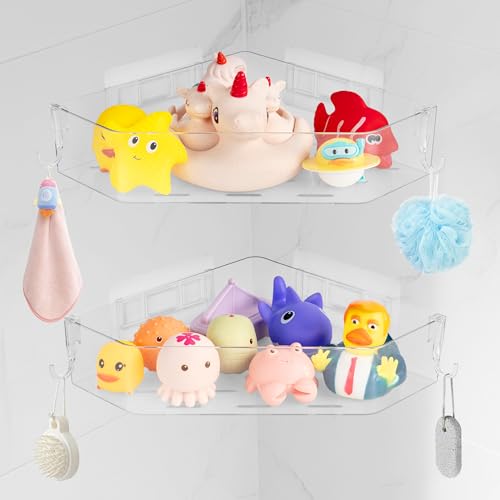 MUMUQ 2 Stück Duschablage Ohne Bohren Ecke Badewannenspielzeug Aufbewahrung Acrylic Shower Caddy Duschregal Badezimmer Organizer mit Ablauföffnungen Badespielzeug Badregal Duschkorb Shampoo Halterung MUMUQ 2 Stück Duschablage Ohne Bohren Ecke Badewannenspielzeug Aufbewahrung Acrylic Shower Caddy Duschregal Badezimmer Organizer mit Ablauföffnungen Badespielzeug Badregal Duschkorb Shampoo Halterung von MUMUQ
