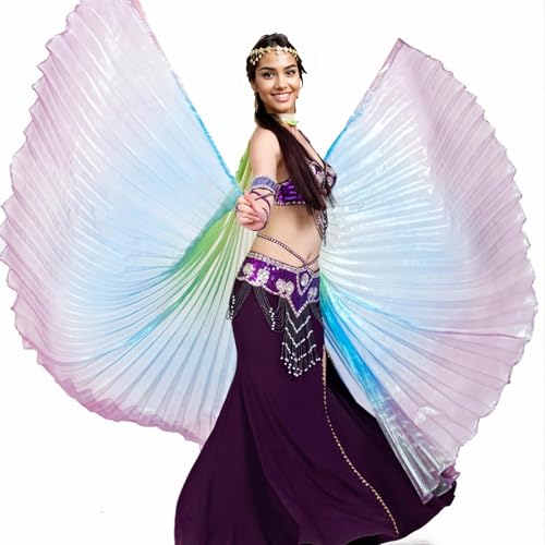 MUNAFIE Bunte Flügel Isis Wings Erwachsene Bauchtanz Kostüm Damen Halloween Kostüm Damen Bauchtanz Flügel für Karneval Cosplay 7#Grün-Blau-Lila MUNAFIE Bunte Flügel Isis Wings Erwachsene Bauchtanz Kostüm Damen Halloween Kostüm Damen Bauchtanz Flügel für Karneval Cosplay 7#Grün-Blau-Lila von MUNAFIE