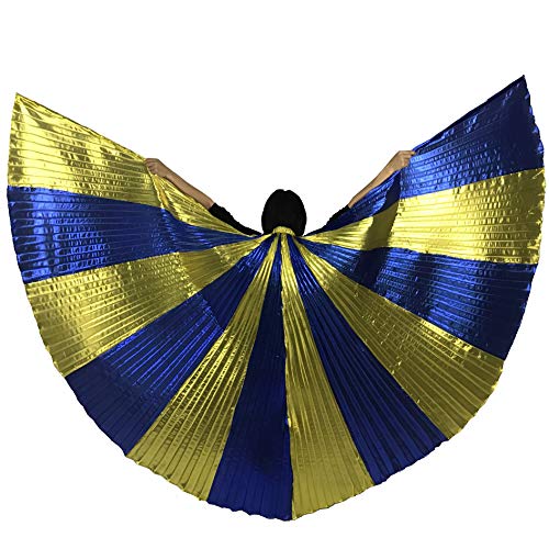 MUNAFIE Spleißfarbe Flügel Isis Wings Erwachsene Bauchtanz Kostüm Damen Halloween Kostüm Damen Bauchtanz Flügel für Karneval Cosplay Gold-Dunkelblau MUNAFIE Spleißfarbe Flügel Isis Wings Erwachsene Bauchtanz Kostüm Damen Halloween Kostüm Damen Bauchtanz Flügel für Karneval Cosplay Gold-Dunkelblau von MUNAFIE