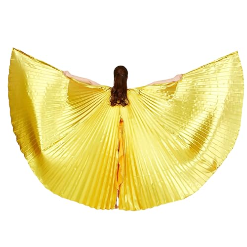 MUNAFIE Unisex Isis Flügel für Erwachsene Bauchtanz Flügel Umhang mit Stöcke Halloween Bauchtanz Kostüm Damen für Karneval Cosplay Tanzen Gold MUNAFIE Unisex Isis Flügel für Erwachsene Bauchtanz Flügel Umhang mit Stöcke Halloween Bauchtanz Kostüm Damen für Karneval Cosplay Tanzen Gold von MUNAFIE