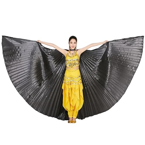 MUNAFIE Unisex Isis Flügel für Erwachsene Bauchtanz Flügel Umhang mit Stöcke Halloween Bauchtanz Kostüm Damen für Karneval Cosplay Tanzen Schwarz MUNAFIE Unisex Isis Flügel für Erwachsene Bauchtanz Flügel Umhang mit Stöcke Halloween Bauchtanz Kostüm Damen für Karneval Cosplay Tanzen Schwarz von MUNAFIE