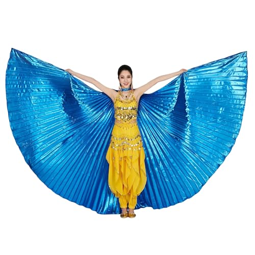 MUNAFIE Unisex Isis Flügel für Erwachsene Bauchtanz Flügel Umhang mit Stöcke Halloween Kostüm Bauchtanz Kostüm Damen für Karneval Cosplay Party Dunkelblau von MUNAFIE