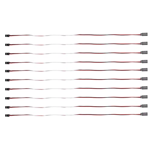 MUNEFE 10-teiliges 3-poliges Servo-Verlängerungskabel, Servo-Stecker-Set, Messingkern-Verlängerungskabel für langlebige Leistung in anspruchsvollen Umgebungen (500mm Male to Female) von MUNEFE