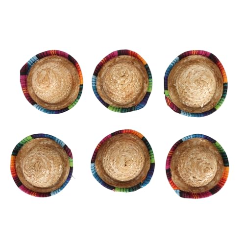 MUNEFE 6pcs Mini Sombrero -Hüte, Mikro -Strohhüte, Hund Sombrero Hüte, geeignet für die Schaffung einer lebendigen Urlaubsatmosphäre von MUNEFE
