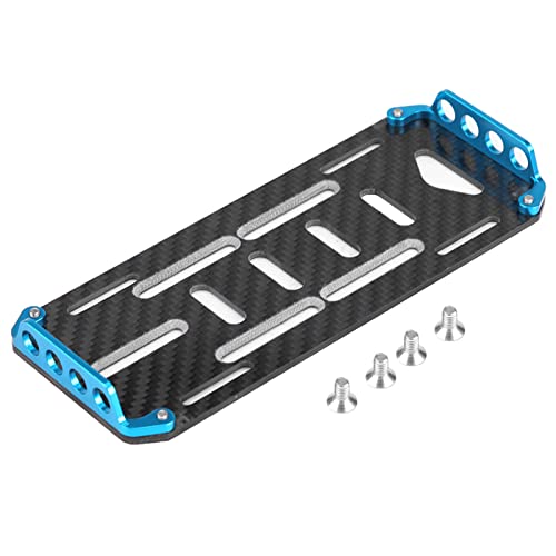 MUNEFE Kohlefaser-Batteriefach, Aluminiumlegierungs-Kohlefaser-Batteriemontageplatte, Batteriehalter-Empfänger-Chassishalterung Für RC-Modellautos(蓝色) von MUNEFE