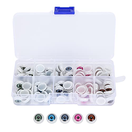 MUNEFE Plastikpuppe Augäpfel, farbenfrohe Puppenaugen, Augäpfel für Handwerk, geeignet für Puppen, Marionetten, Nähen und Kunstprojekte für Häkel (12MM100 per Box) von MUNEFE