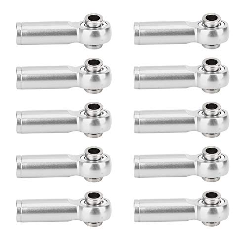 MUNEFE RC Spurstangenkopf, Spurstangenkopf aus Aluminiumlegierung, 10-teiliges Spurstangengelenk für Modell-RC-Autos (Silver) von MUNEFE