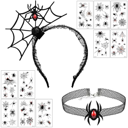 MUNSKT 10 Blätter Fasching Tattoos Spinne,Halsketten Spinnen Haarschmuck Frauen,Halloween Spinnen Netz Haarreifen für Frauen Halloween Fasching Party Cosplay. MUNSKT 10 Blätter Fasching Tattoos Spinne,Halsketten Spinnen Haarschmuck Frauen,Halloween Spinnen Netz Haarreifen für Frauen Halloween Fasching Party Cosplay. von MUNSKT