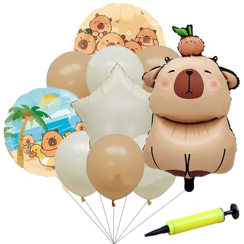 MUNSKT 11-teiliges Capybara-Ballon-Party-Set, enthält 10 Folienballons, 1 Pumpe, Party-Dekorationen, für Kindergeburtstage, Babypartys und festliche Feiern von MUNSKT