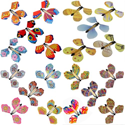 MUNSKT 16 Stück Magische Schmetterling Spielzeug,Fliegende Schmetterlinge，Kinderspielzeug Schmetterling Karte，Scherzartikel Kinder(Zufällige Farbe) von MUNSKT