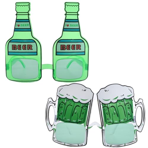 MUNSKT 2 Stück Neuheit Sonnenbrille mit einzigartigen Formen wie Biergläser und Bierflaschen, für Pool, Geburtstag, Bier, Make-up Kostüm & Hawaii Motto-Partys von MUNSKT