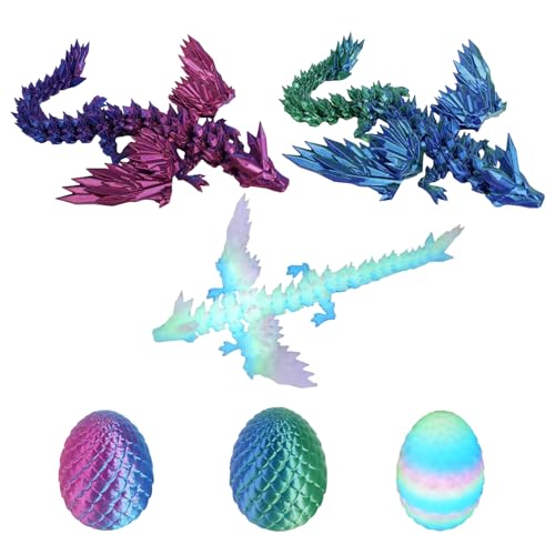 MUNSKT 3 Stück geflügelter Drache & Ei, Laser lila & grün, leuchtende Regenbogenfarben, 3D-gedrucktes Sammelspielzeug für Kinder & Erwachsene, perfekt für Weihnachten, Ostern & Dekor MUNSKT 3 Stück geflügelter Drache & Ei, Laser lila & grün, leuchtende Regenbogenfarben, 3D-gedrucktes Sammelspielzeug für Kinder & Erwachsene, perfekt für Weihnachten, Ostern & Dekor von MUNSKT