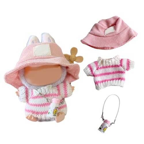 MUNSKT 3PCS Doll Peluche,Mini Peluche,Vêtements Pour Poupée Outfit für Puppe,Bonnet Et Bouteille D'eau Pour Doll (Style B) von MUNSKT