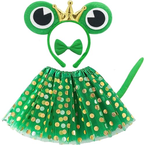 MUNSKT 4 Stück Froschkostüm, Halloween Party Tierkostüm Frosch Stirnband Schleife Schwanz Tutu Kostüme Frösche für Fasching Karneval, für Kinder Fasching Tier Fency Dress Mädchen Geschenk Karneval MUNSKT 4 Stück Froschkostüm, Halloween Party Tierkostüm Frosch Stirnband Schleife Schwanz Tutu Kostüme Frösche für Fasching Karneval, für Kinder Fasching Tier Fency Dress Mädchen Geschenk Karneval von MUNSKT