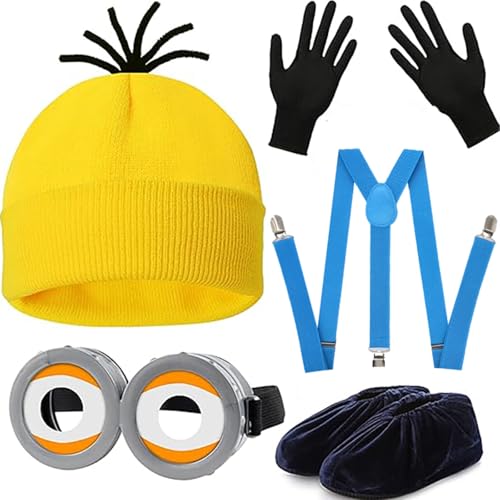 MUNSKT 5-teiliges gelbes Steampunk-Cosplay-Kostüm-Set für Erwachsene und Kinder, inklusive Hut, Brille, Handschuhe, Schulter- und Schuhüberzüge, perfekt für Halloween, Motto-Partys, Kostümpartys MUNSKT 5-teiliges gelbes Steampunk-Cosplay-Kostüm-Set für Erwachsene und Kinder, inklusive Hut, Brille, Handschuhe, Schulter- und Schuhüberzüge, perfekt für Halloween, Motto-Partys, Kostümpartys von MUNSKT