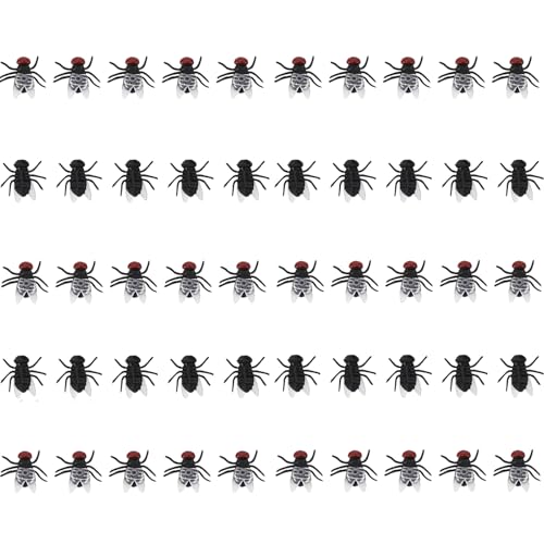 MUNSKT 50Pcs Plastic Flies Toy, Plastic Bugs Toy Bugs Plastic Bugs Halloween Pranks Fake Flies Simulated, for Halloween Party Fool's Day Kids Prank Toy Outdoor Insects von MUNSKT