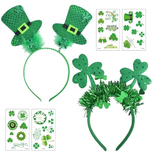 MUNSKT 6-teiliges St. Patrick's Day Kleeblatt-Bopper-Stirnband-Set, mit 4 Bögen Kleeblatt-Tattoos, Neuheit Kleeblatt-Zubehör, für Kostüm und irische Feiern, für Erwachsene und Kinder MUNSKT 6-teiliges St. Patrick's Day Kleeblatt-Bopper-Stirnband-Set, mit 4 Bögen Kleeblatt-Tattoos, Neuheit Kleeblatt-Zubehör, für Kostüm und irische Feiern, für Erwachsene und Kinder von MUNSKT