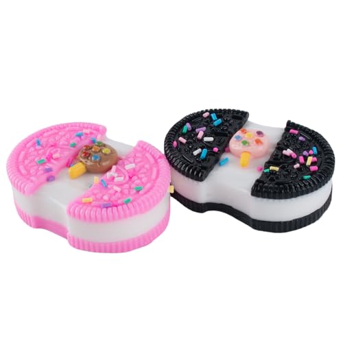 MUNSKT Anti-Stress-Spielzeug, 2-teilig, Schwarz & Rosa, ultraweiche Simulation von Oreo-Keksen, Stressabbau für Kinder und Erwachsene von MUNSKT