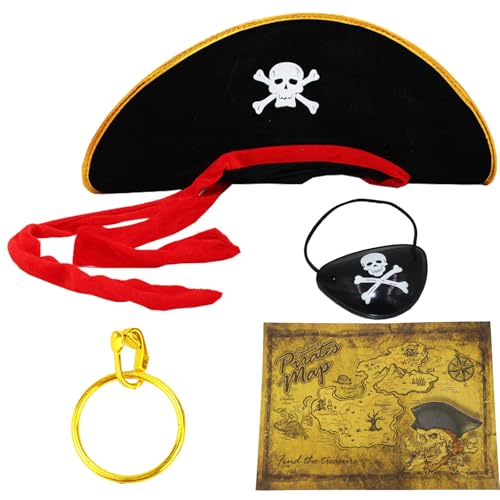 MUNSKT Captain Piratenhut und Augenklappe Set - Halloween Maskerade Party Kostüm Cap Piraten Mottoparty Rollenspiel Kosmetik Zubehör MUNSKT Captain Piratenhut und Augenklappe Set - Halloween Maskerade Party Kostüm Cap Piraten Mottoparty Rollenspiel Kosmetik Zubehör von MUNSKT